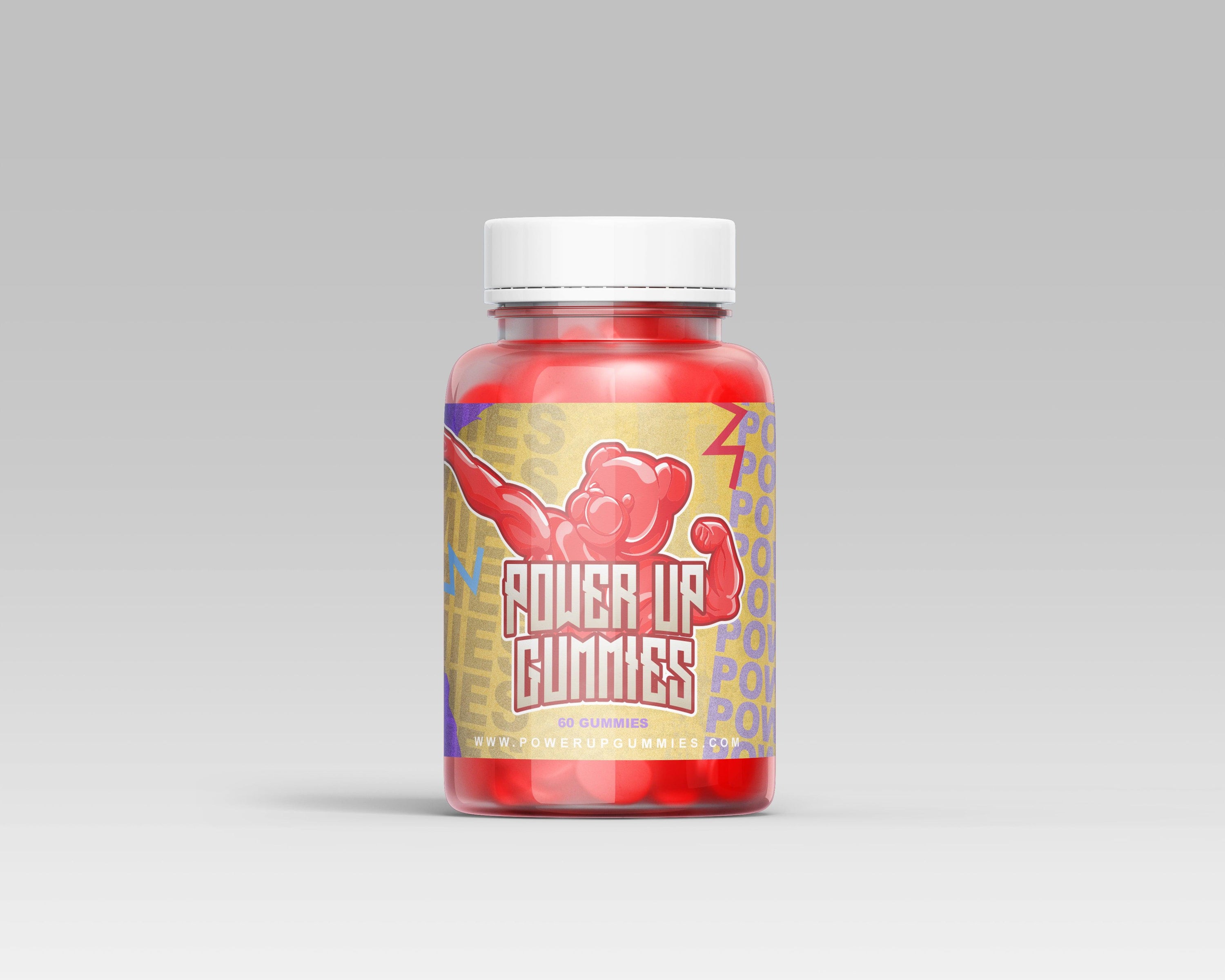 Creatine Monohydrate Gummies, Supplement, PowerUp Gummies bottle design with 5g Per Serving